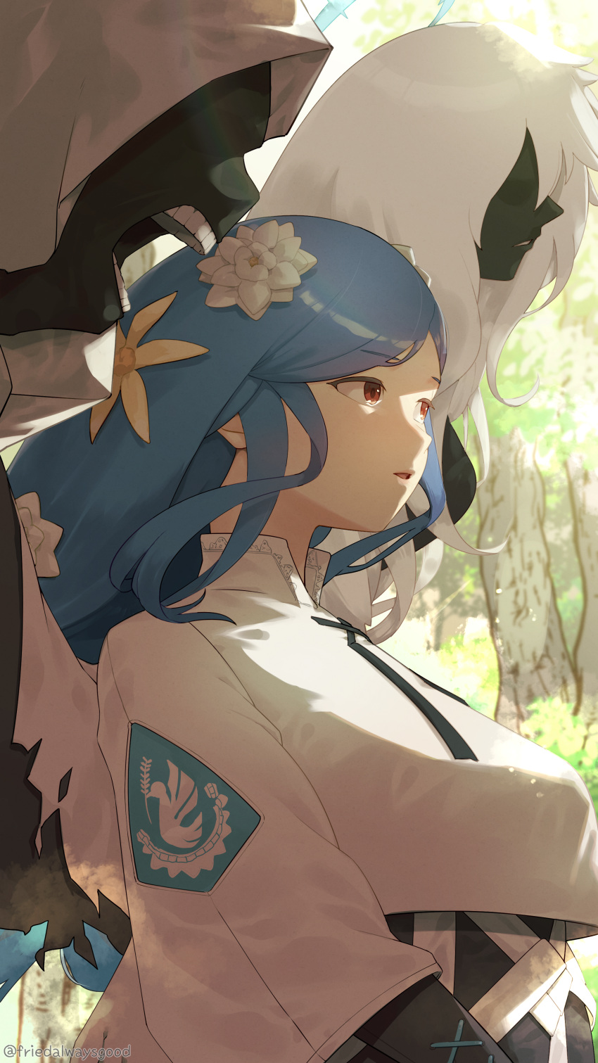 1girl, absurdres, blue_hair, braid, breast_curtains, breasts, crop_top, dizzy_(guilty_gear)