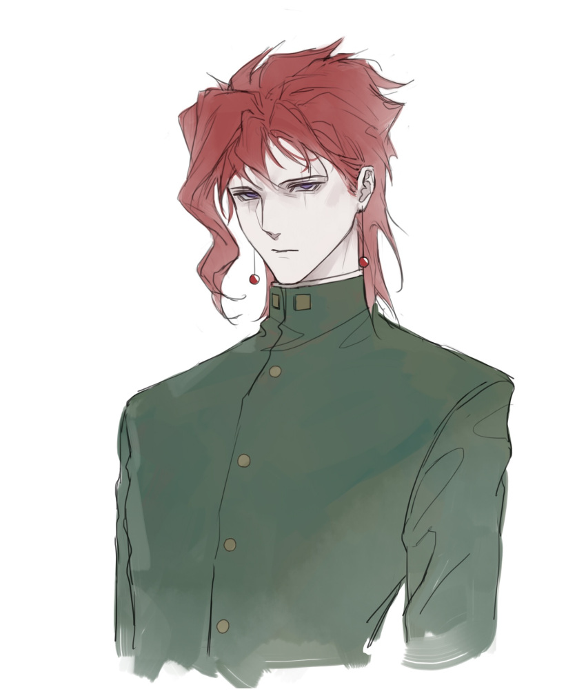 1boy, alicescorpio_yeji, asymmetrical_bangs, chinese_commentary, closed_mouth, commentary_request, cropped_torso, earrings