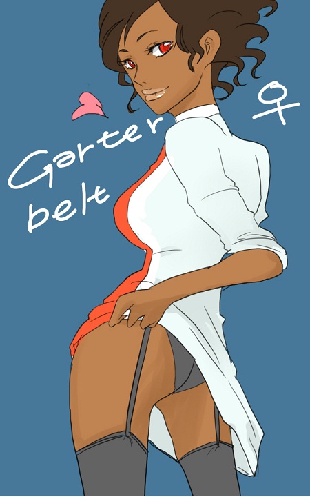 afro, black_hair, dark_skin, garterbelt_(character), garterbelt_(psg), genderswap, panty_&amp;_stocking_with_garterbelt