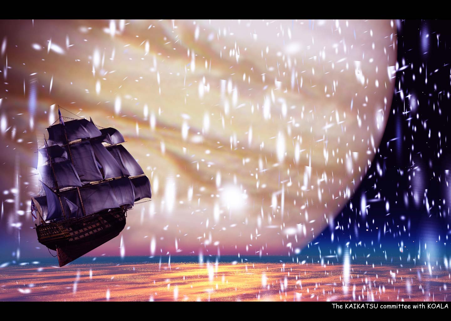 boat, flying, jupiter, koala_(kaikatsu), original, planet