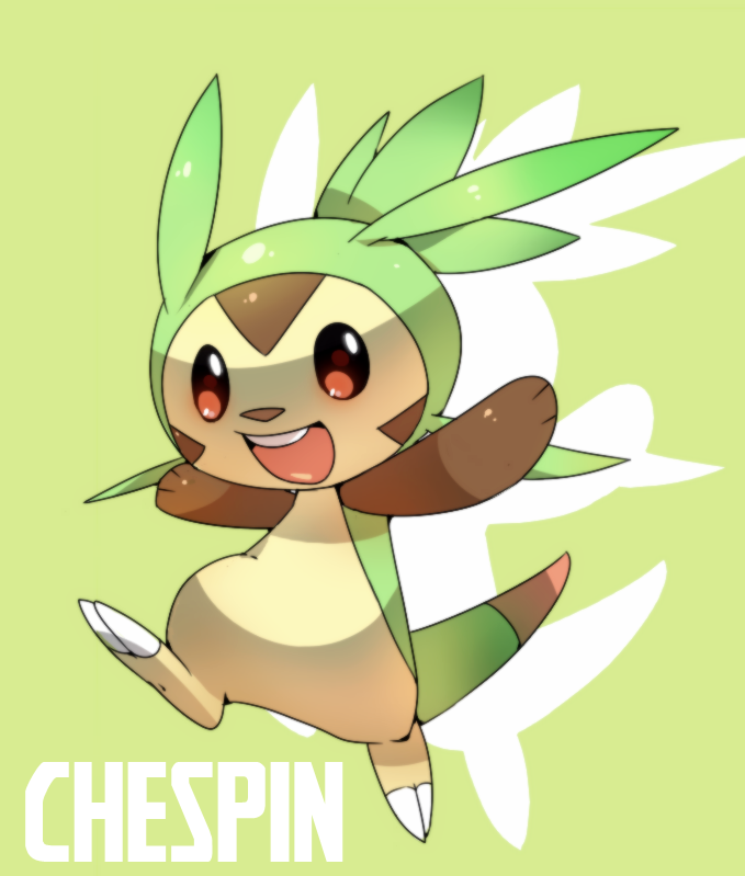 brad_(16325), brown_eyes, chespin, claws, full_body, green_background, no_humans, open_mouth