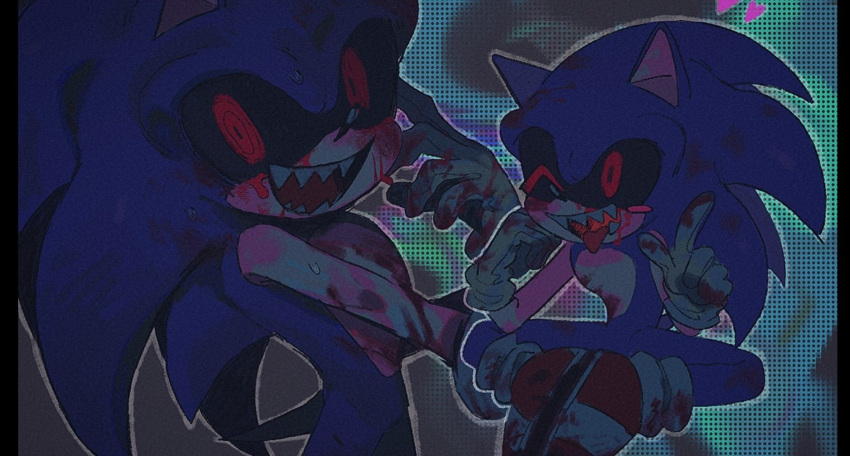 1boy, animal_ears, animal_nose, black_sclera, blinking_inside_eyes, blood, blood_from_eyes, blood_on_gloves