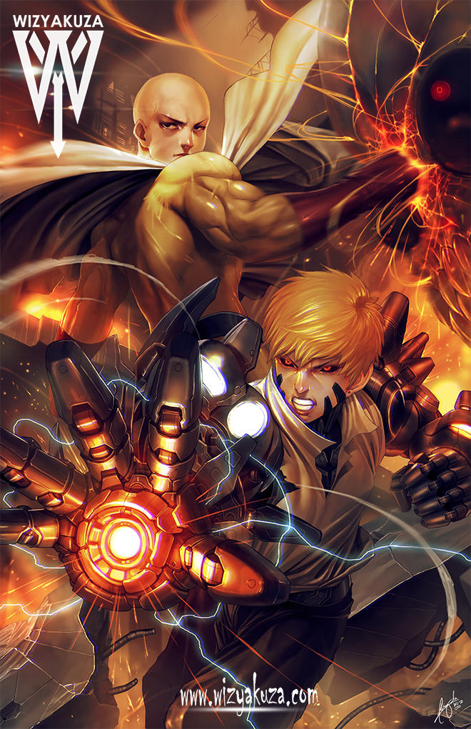 2boys, artist_logo, artist_name, bald, black_eyes, black_sclera, blonde_hair, bodysuit