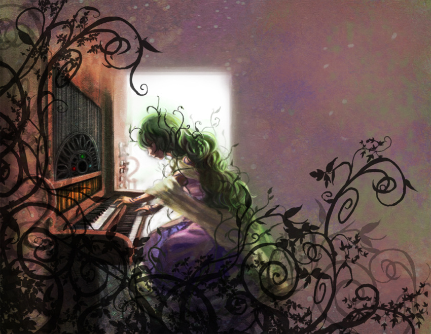 aya_namihira, dorothy_woodstock, green_hair, instrument, piano, pipe_organ, sekien_no_inganock, solo