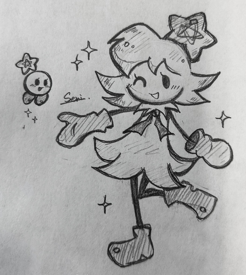 1girl, alteredeq, boots, dress, eyelashes, full_body, greyscale, highres