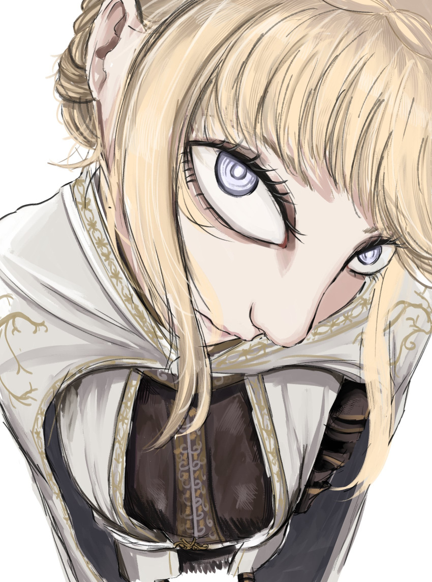 1girl, blonde_hair, blue_eyes, elden_ring, elden_ring:_shadow_of_the_erdtree, foreshortening, highres, looking_at_viewer