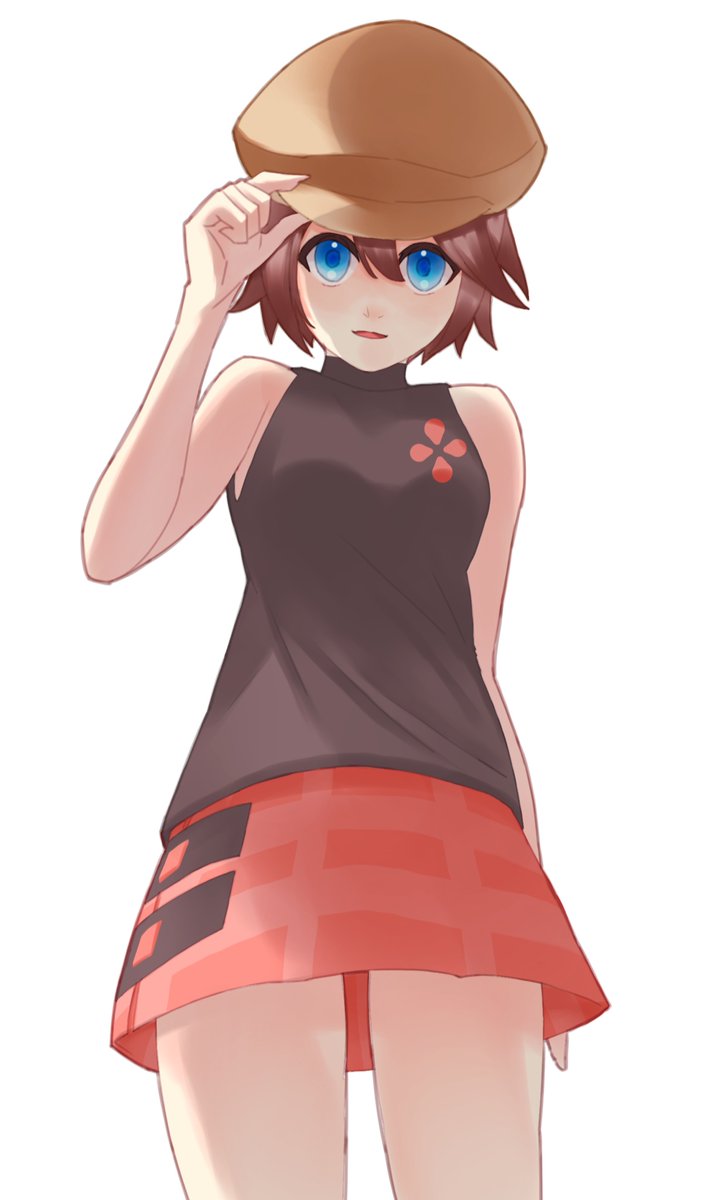 1girl, blue_eyes, breasts, brown_hair, haruka_(saru_getchu), hat, highres, inonakakawaz
