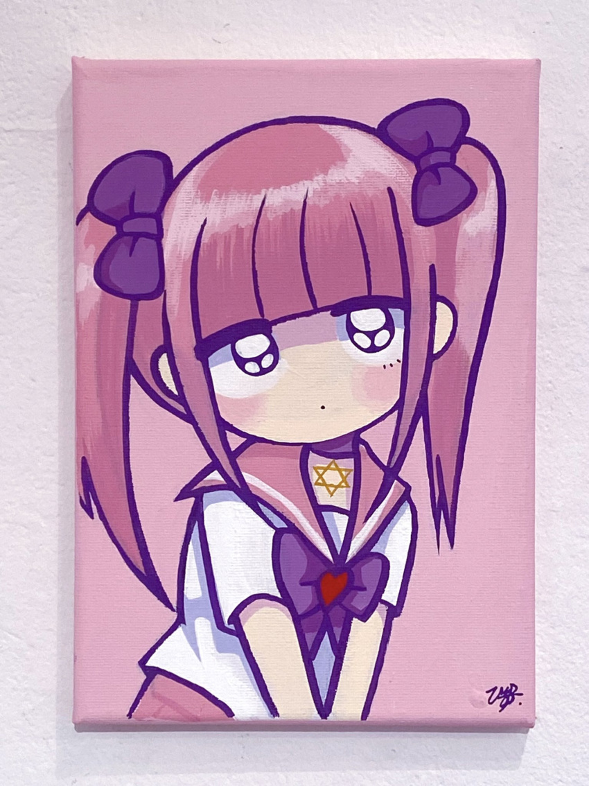 1girl, blunt_bangs, bow, choker, closed_mouth, expressionless, ezaki_bisuko, hair_bow