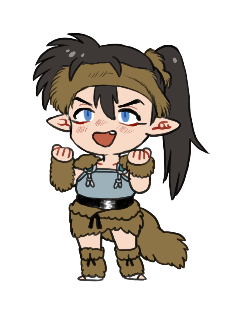 1boy, armor, black_hair, blue_eyes, chibi, commentary_request, full_body, headband