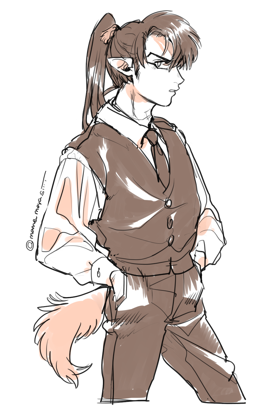 1boy, commentary_request, cowboy_shot, hands_in_pockets, highres, inuyasha, kouga_(inuyasha), long_hair