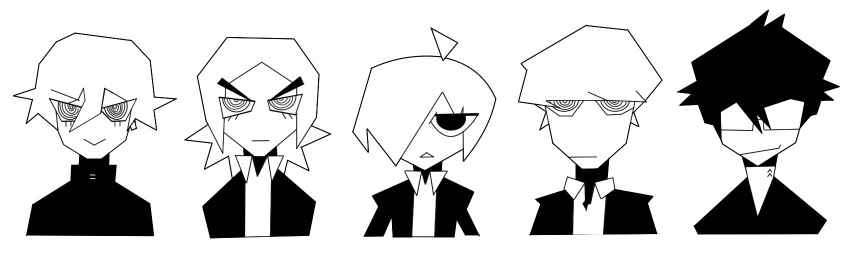 5boys, :>, :|, ahoge, amamiya_ren, blunt_bangs, closed_mouth, collared_shirt