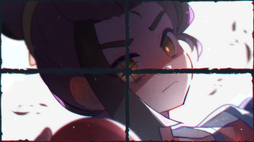 1boy, black_hair, blurry, bright_pupils, closed_mouth, commentary_request, depth_of_field, jacket