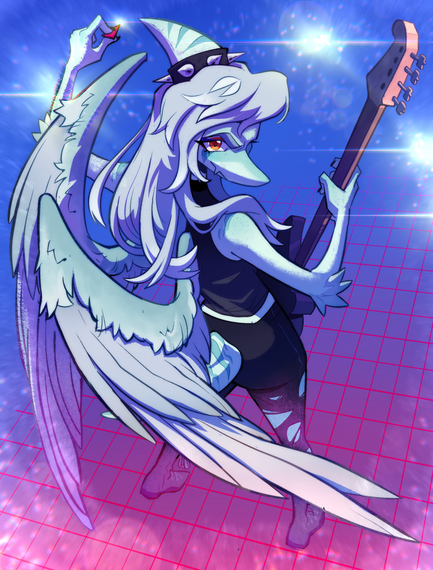1other, androgynous, colored_skin, commentary, commission, dinosaur, dinosaur_tail, english_commentary