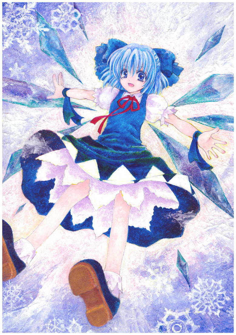 blue_eyes, blue_hair, cirno, sagami, solo, touhou, wings