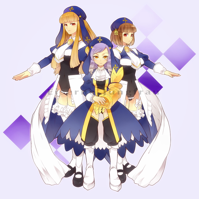 brown_hair, colored, cornelia_(umineko), dlanor_a_knox, drill_hair, eiserne_jungfrau, gauntlets, gertrude