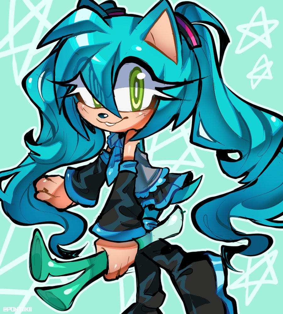 1girl, :3, amy_rose, aqua_hair, aqua_theme, boots, cosplay, detached_sleeves