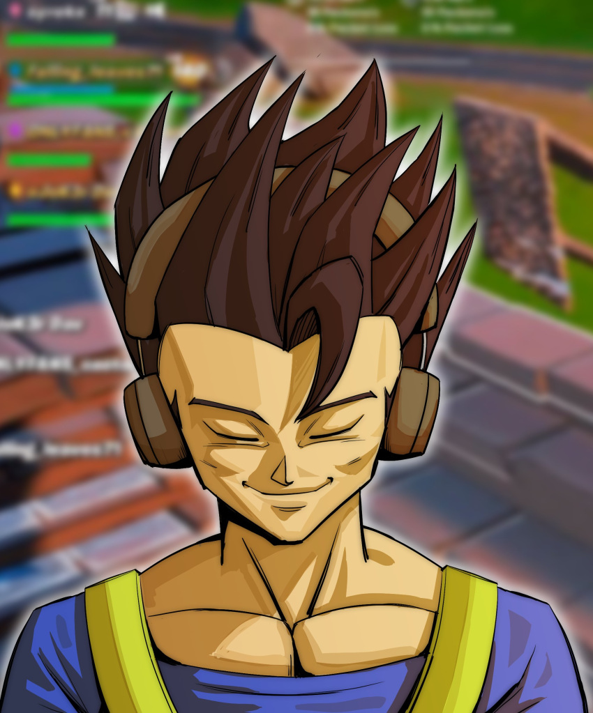 1boy, absurdres, black_hair, blue_shirt, cabba, closed_eyes, closed_mouth, dragon_ball