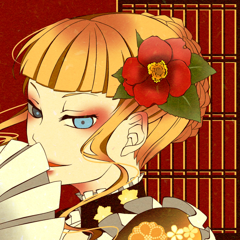 blonde_hair, blue_eyes, fan, saya6382, umineko_no_naku_koro_ni