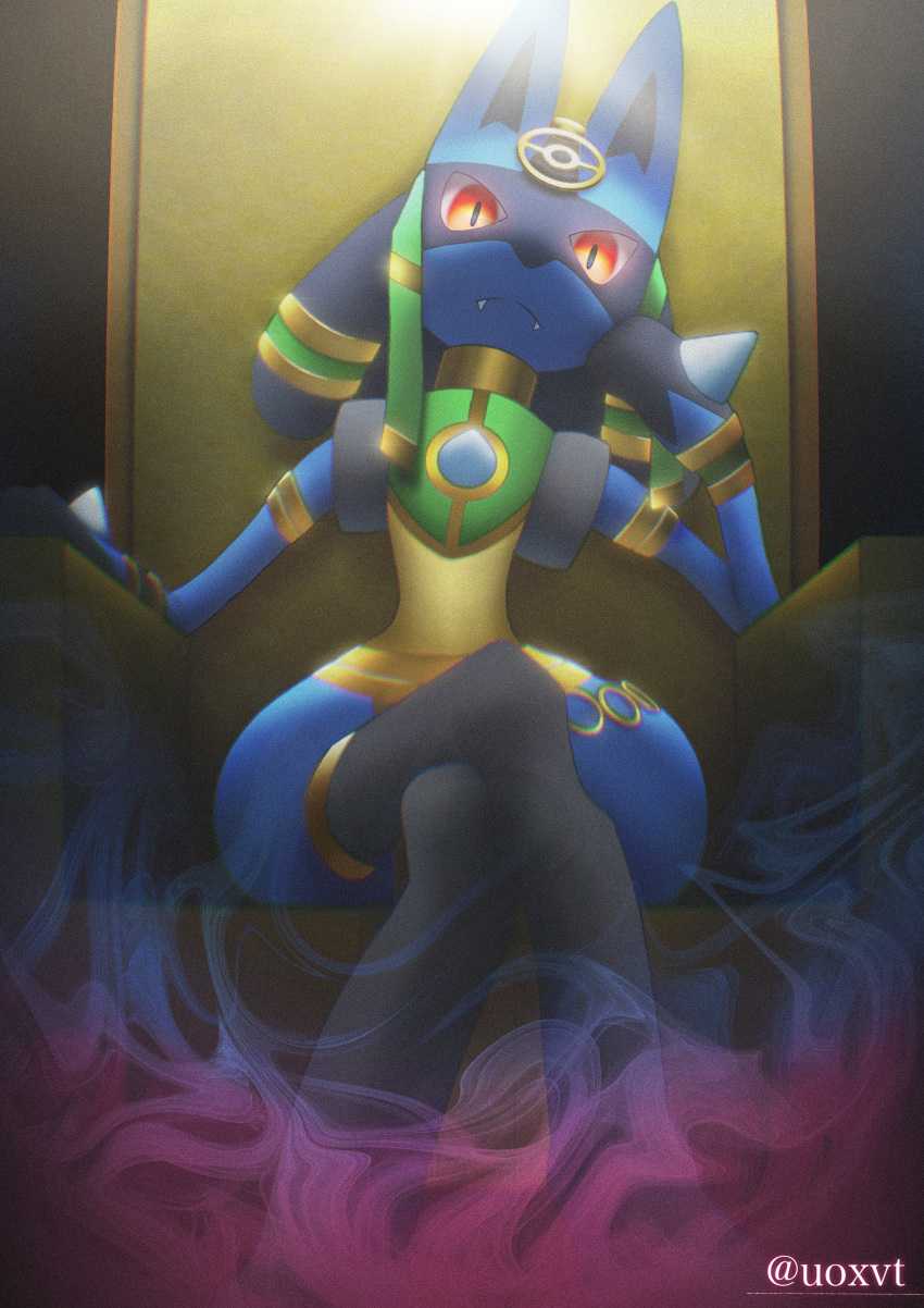 1other, absurdres, animal_ears, animal_hands, armlet, artist_name, aura, black_fur