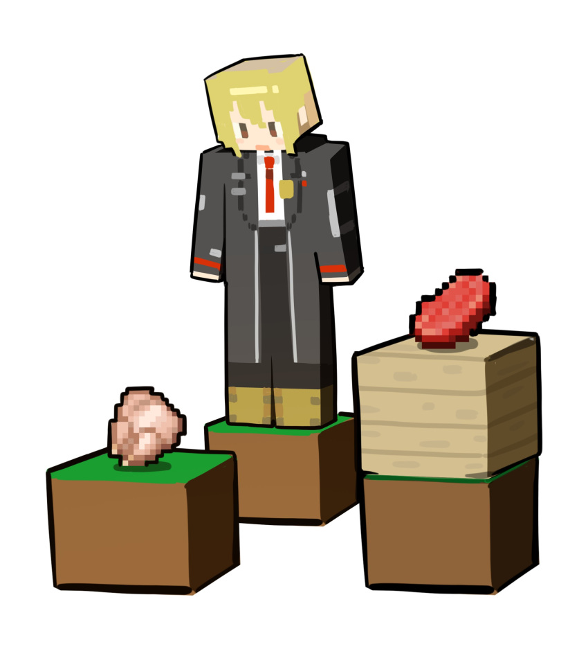 1boy, 70miho, absurdres, black_suit, blonde_hair, full_body, highres, limbus_company