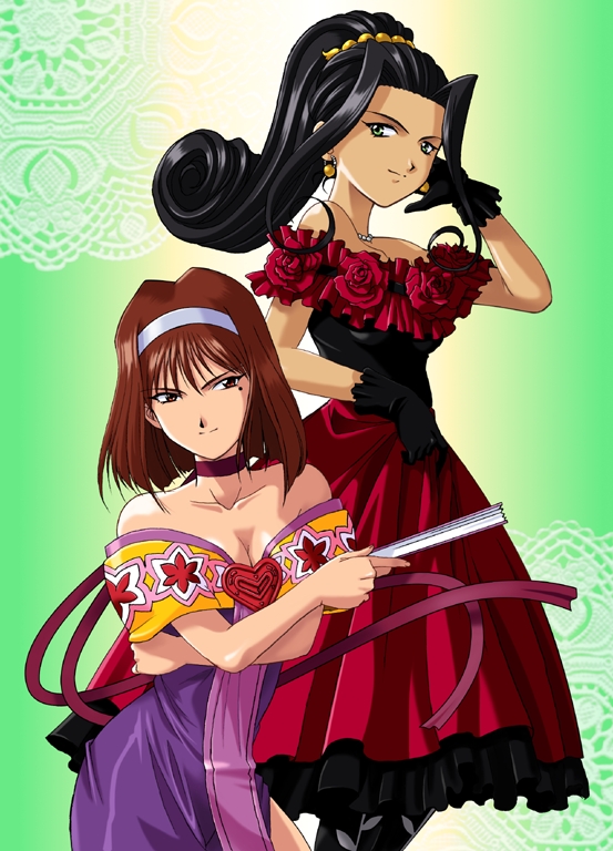 1990s_(style), bare_arms, bare_shoulders, black_gloves, black_hair, black_shirt, blunt_ends, bob_cut