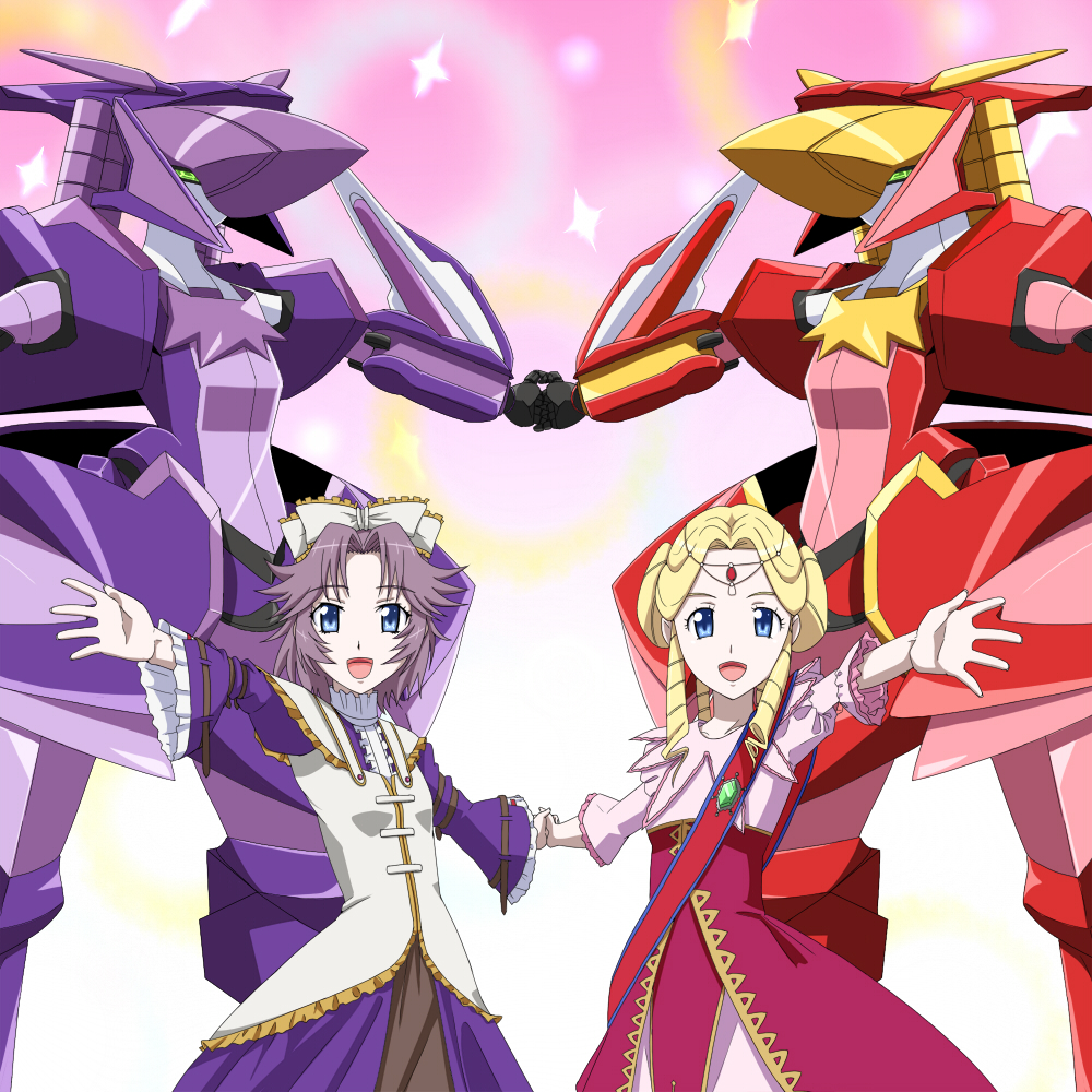 blue_eyes, fairlion, latooni_subota, mecha, purple_hair, ribonzu, shine_hausen, super_robot_wars