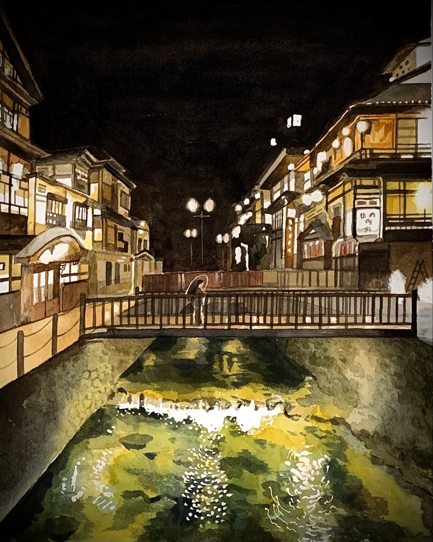1other, 8wh6tfac31rka8d, bridge, canal, dark, highres, house, night