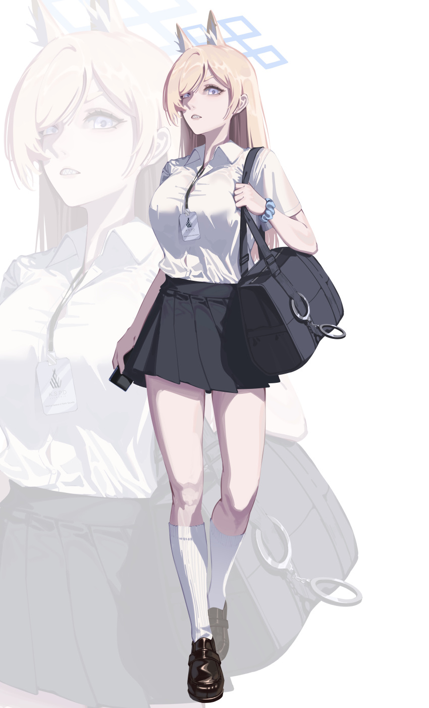 1girl, absurdres, alternate_costume, angry, animal_ear_fluff, animal_ears, bag, black_bag