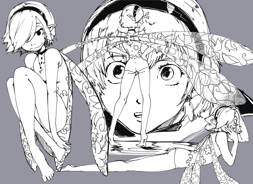 1boy, 1girl, blush, bowl_cut, buttons, collar, cowboy_shot, fairy_wings