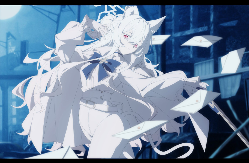 1girl, absurdres, akira_(blue_archive), animal_ear_fluff, animal_ears, belt, blue_archive, cane_gun