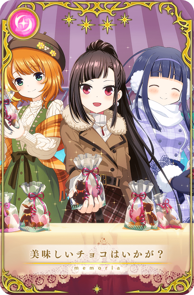 3girls, ^_^, arm_belt, artist_request, asymmetrical_bangs, bag, belt, belt_buckle