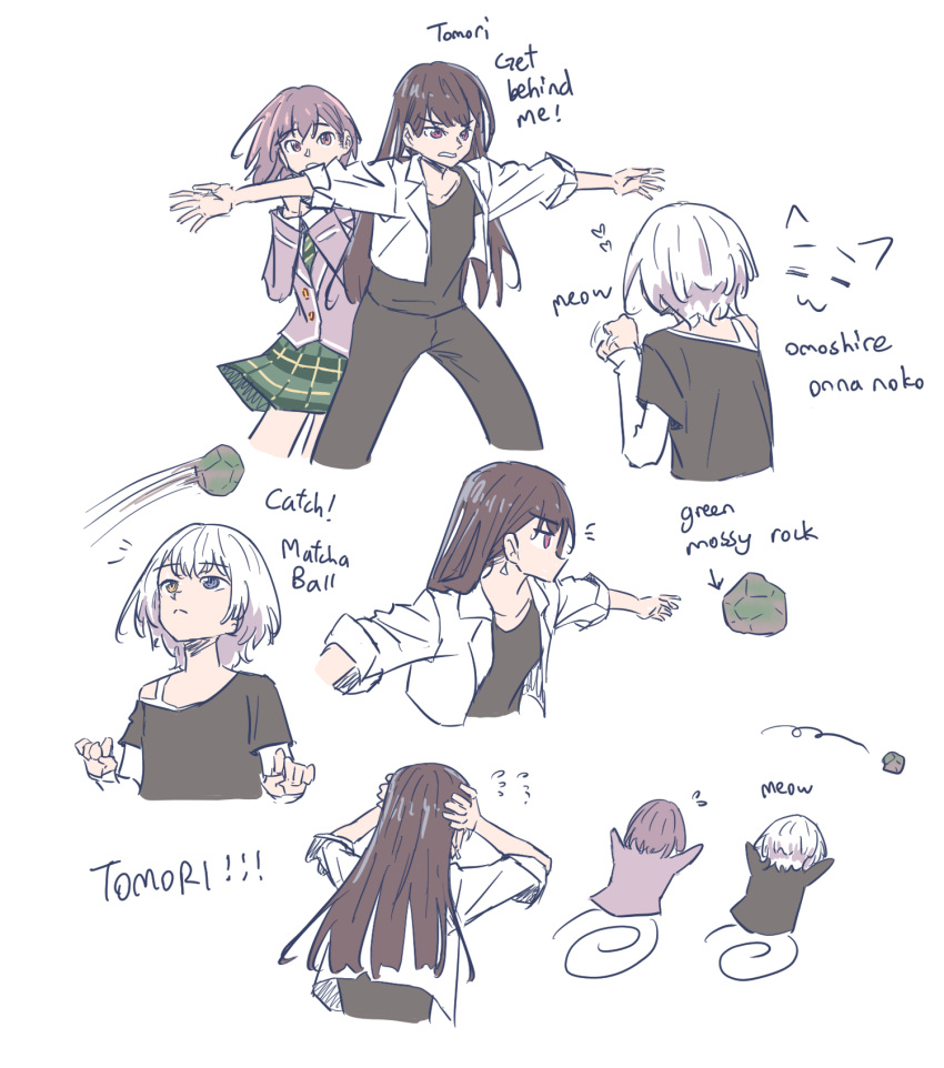 3girls, anjuro_zeeku, bang_dream!, bang_dream!_it's_mygo!!!!!, black_shirt, blazer, blue_eyes, brown_eyes