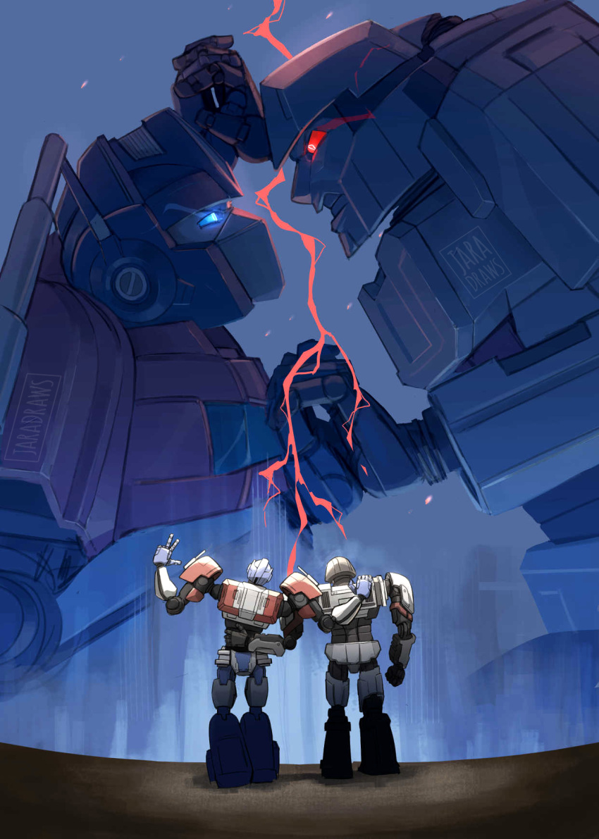 2boys, angry, artist_name, autobot, back, blue_eyes, clenched_teeth, d-16