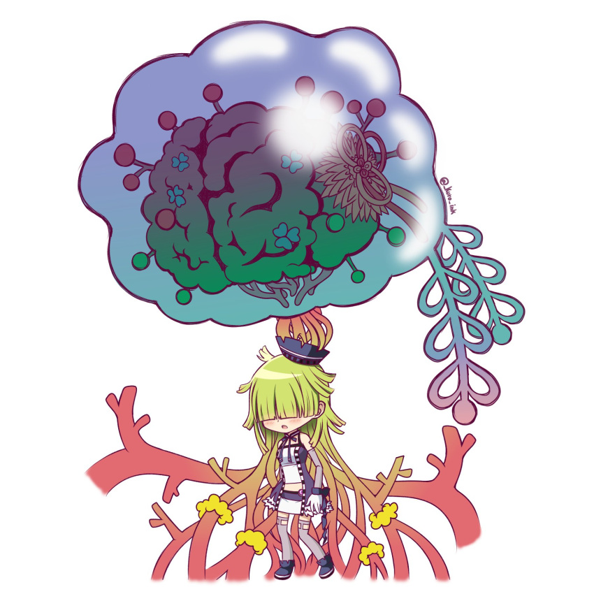 1girl, abstract, aki_mabayu, brain, chibi, covered_eyes, full_body, highres