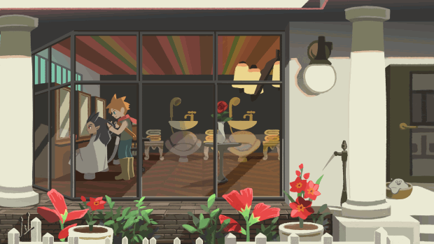 1other, 2boys, animated, animated_gif, antenna_hair, brown_hair, brushing_hair, commentary_request