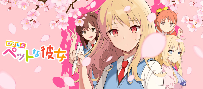 absurdres, aoyama_nanami, blue_eyes, brown_eyes, brown_hair, highres, kanda_yuuko, long_hair