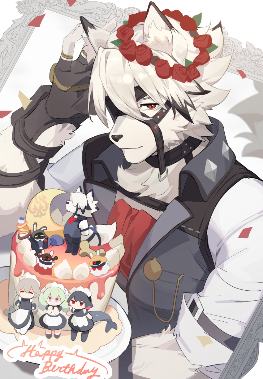 1boy, absurdres, alexandrina_sebastiane, anastella_(zenless_zone_zero), animal_ear_fluff, animal_ears, bangboo_(zenless_zone_zero), black_choker