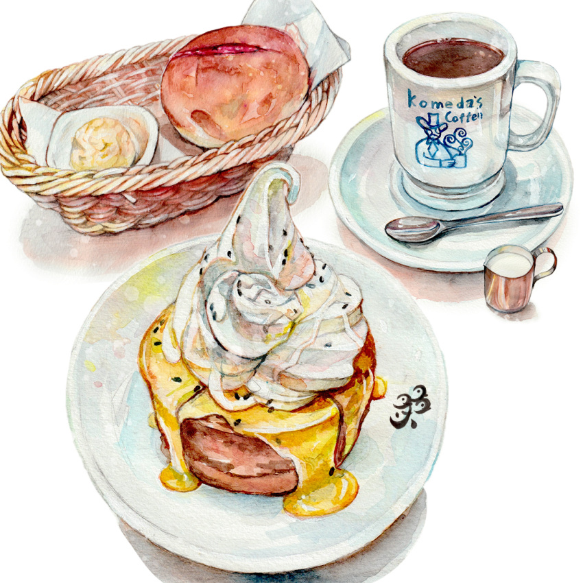 basket, bread, coffee, coffee_mug, creamer_(vessel), cup, food, food_focus