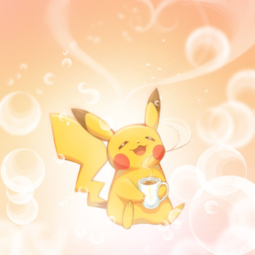 closed_eyes, creature_focus, cup, full_body, highres, holding, holding_cup, hot_chocolate