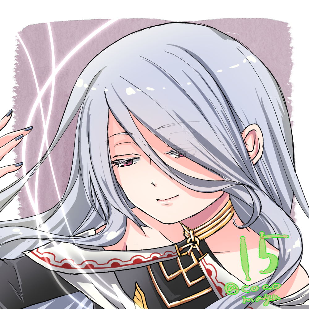 1girl, border, closed_mouth, colored_eyelashes, countdown, detached_sleeves, eiyuu_densetsu, grandmaster_(eiyuu_densetsu)