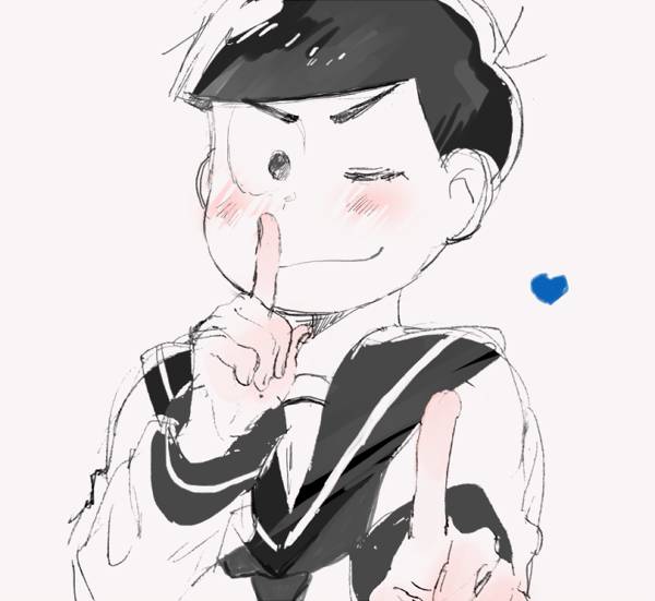 1boy, ;3, antenna_hair, blunt_bangs, closed_mouth, commentary_request, crossdressing, eyelashes