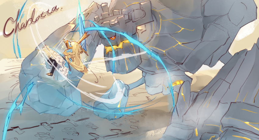 1girl, armor, armored_dress, blonde_hair, charlotta_(granblue_fantasy), crown, dress, fighting