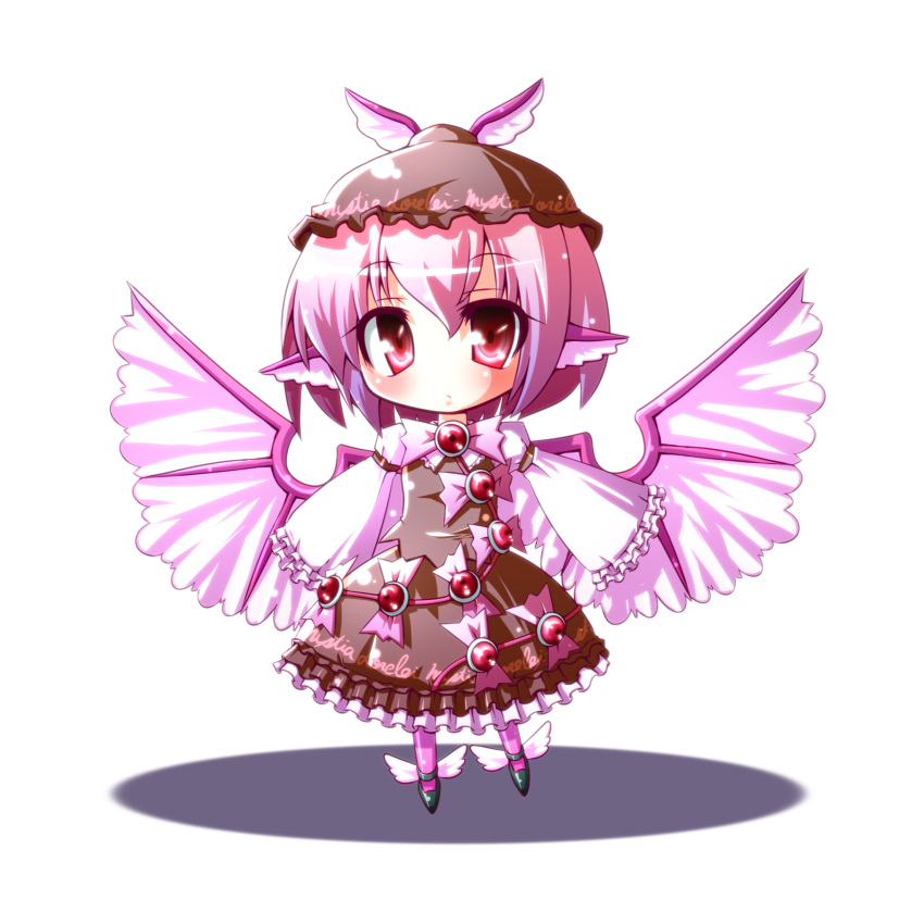 animal_ears, bad_id, chibi, hat, highres, mystia_lorelei, no_nose, pink_hair