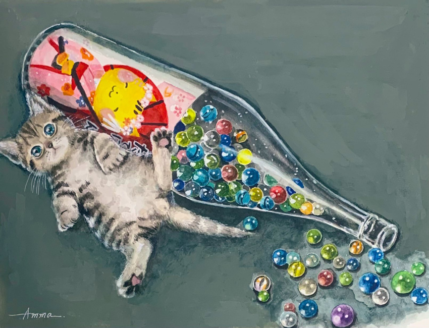 8wh6tfac31rka8d, animal, animal_focus, blue_eyes, bottle, cat, highres, looking_at_viewer