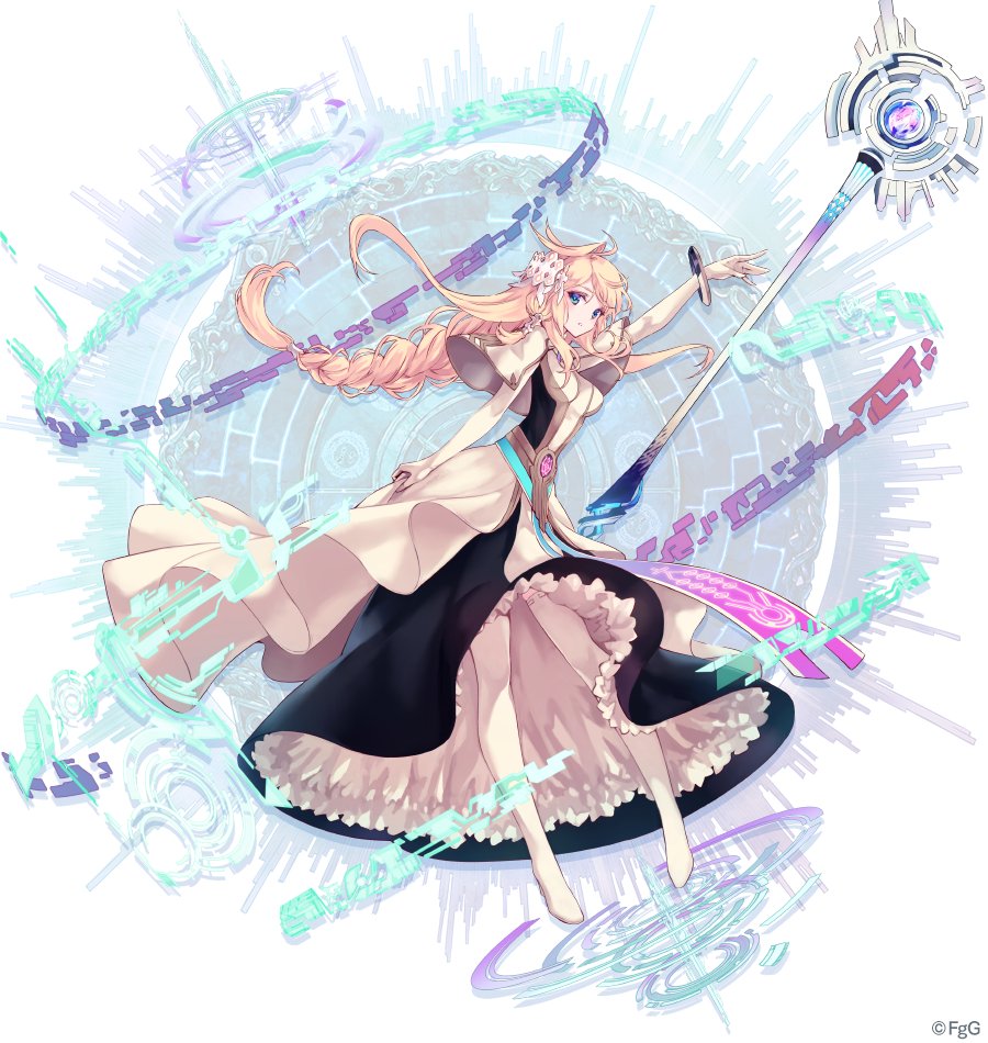 1girl, ahoge, blonde_hair, blue_eyes, boots, bracelet, braid, commentary_request