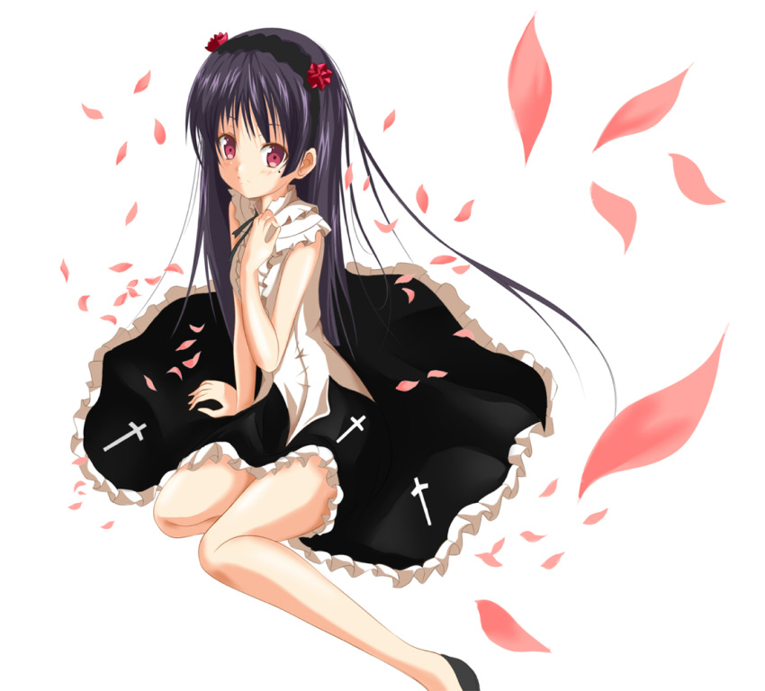 black_hair, blouse, gokou_ruri, hairband, long_hair, ore_no_imouto_ga_konna_ni_kawaii_wake_ga_nai, petals, pinkii_(kuma)