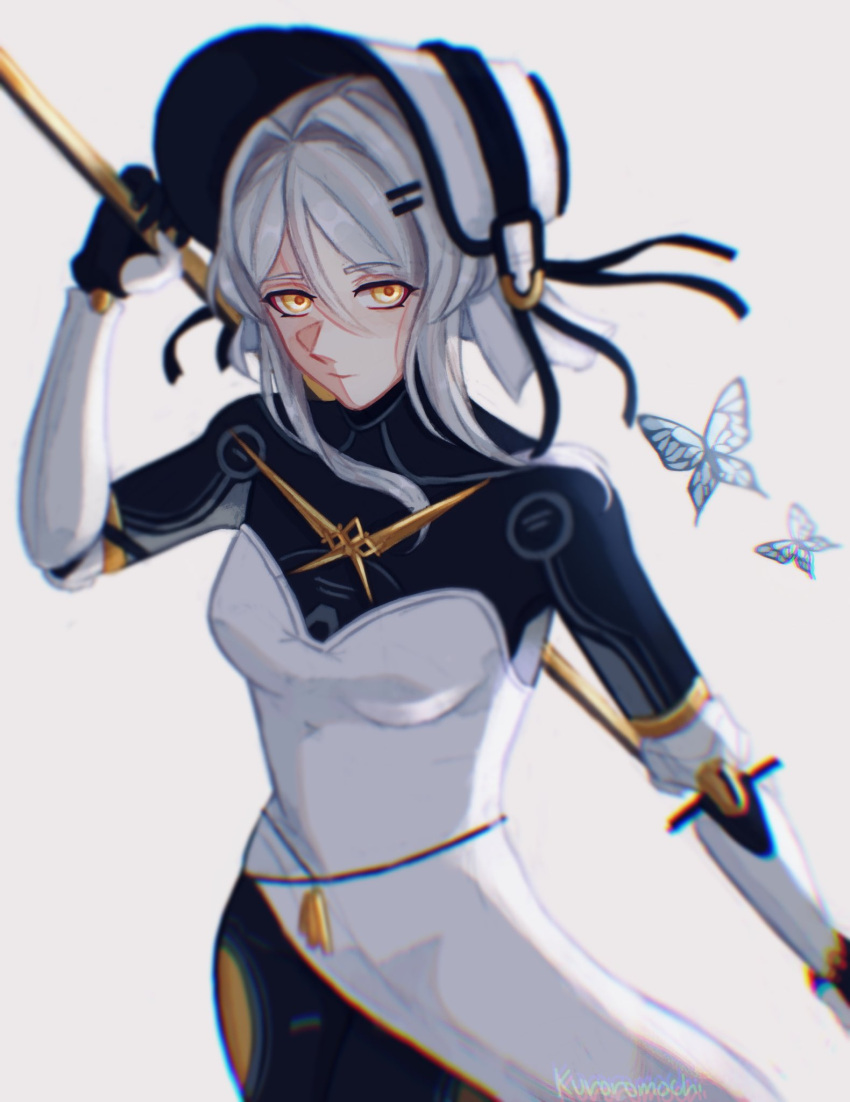 bodysuit, bonnet, bug, butterfly, dress, grey_hair, haicma:_starveil_(pgr), haicma_(pgr)