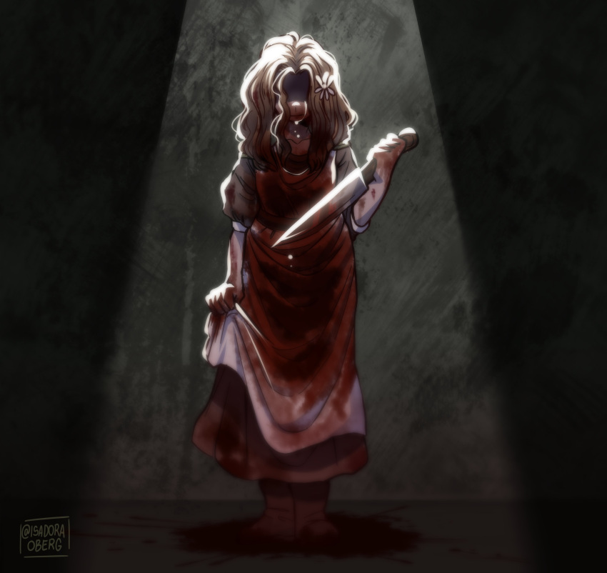 absurdres, barbara_lima, blood, blood_on_clothes, blood_on_face, blood_splatter, covered_face, crying