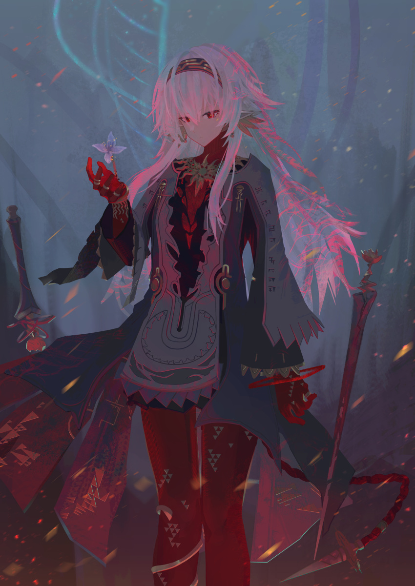 1girl, absurdres, astero_(ex_astris), black_dress, burning, cowboy_shot, dress, ex_astris