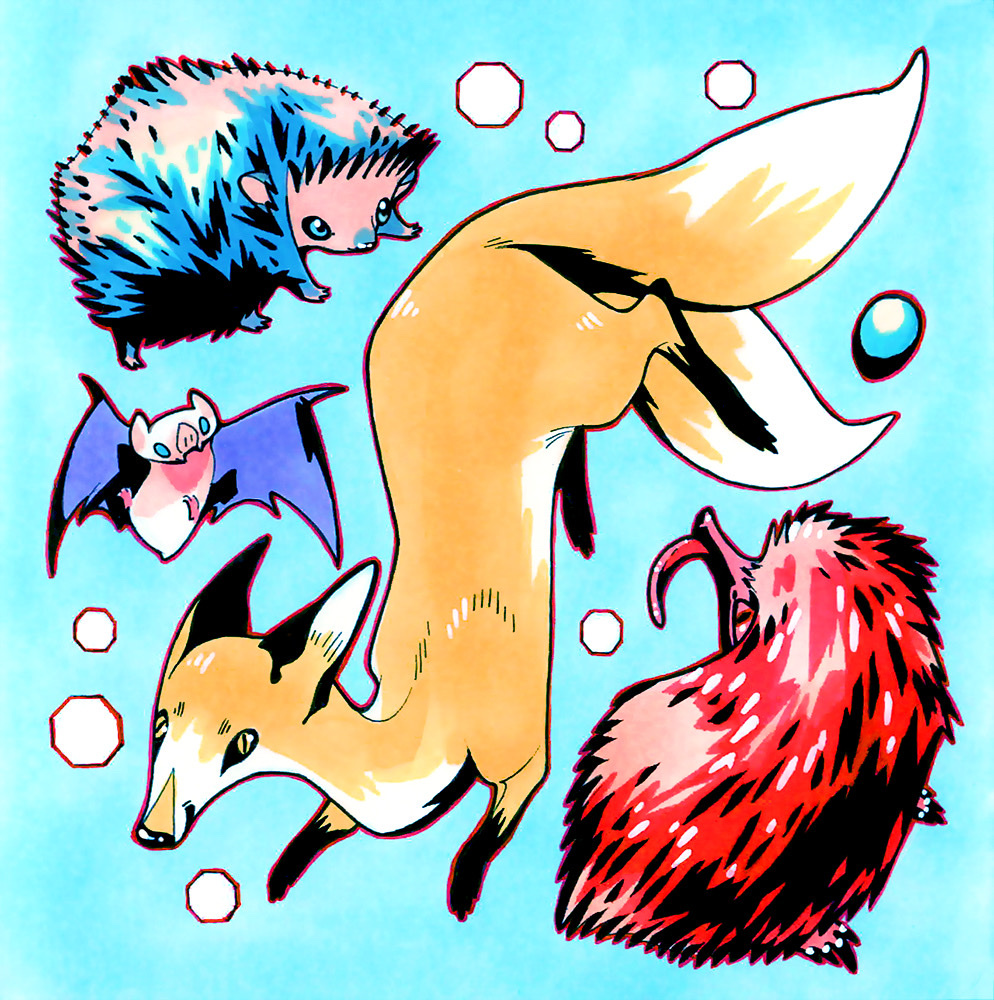 animal, animal_focus, animalization, bat_(animal), blue_background, blue_eyes, blue_fur, bubble